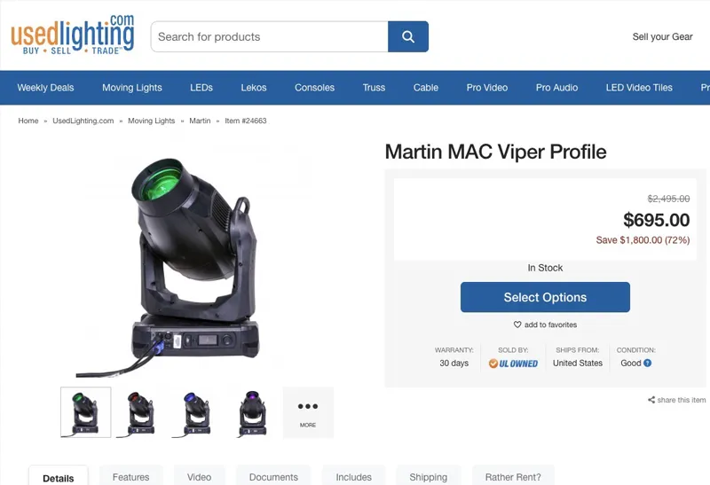 UsedLighting.com online store home page